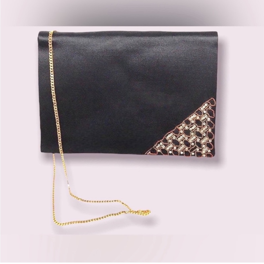 Rene Caovilla Bag Black Bead Satin Handbag